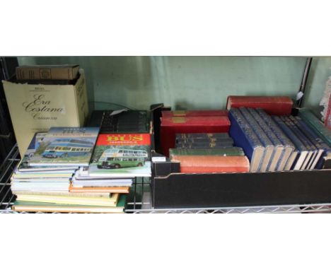 A SHELF FULL OF 19TH &amp; 20TH CENTURY HARDBACK BOOKS, on a variety of subjects, to include a series of classic bus year boo