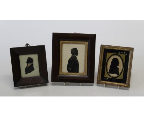 Rosenburg of Bath 18th / 19th century silhouette portrait miniature of Henry Cholmley Esq. cut card and ink in verre eglomise
