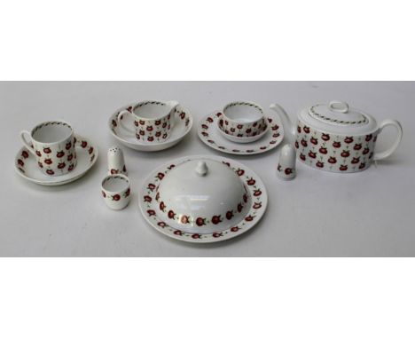 A Susie Cooper Apple Gay breakfast service for one. Thirteen pieces, printed marks  Chip to teapot spout