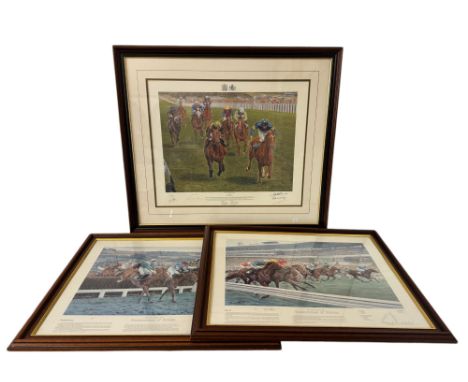 Three horse racing prints, to include: Leon Wilson - 'The Race of the Century', signed and numbered 009/500 in pencil below, 