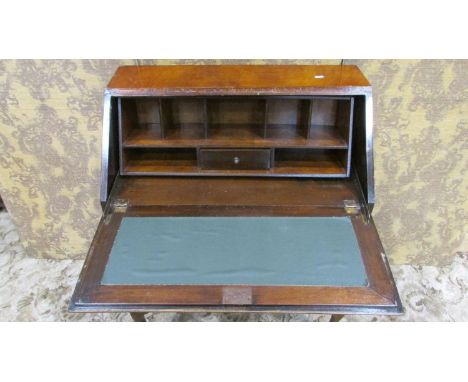 An inlaid Edwardian two seat parlour/bedroom sofa, together with an early 20th century walnut veneered bureau on cabriole sup