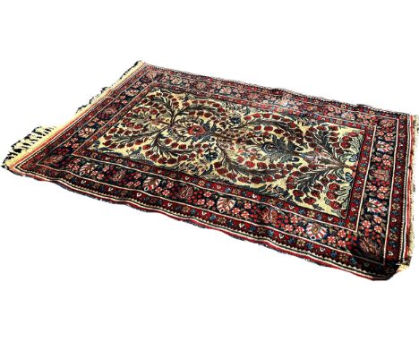 A Persian Tree of Life wool carpet with floral borders, 195cm x 140cm approximately