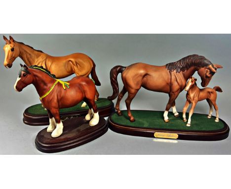Three ceramic figures of horses by Royal Doulton comprising 'Mr Irish', 'First Born' and one further of a heavy horse all set