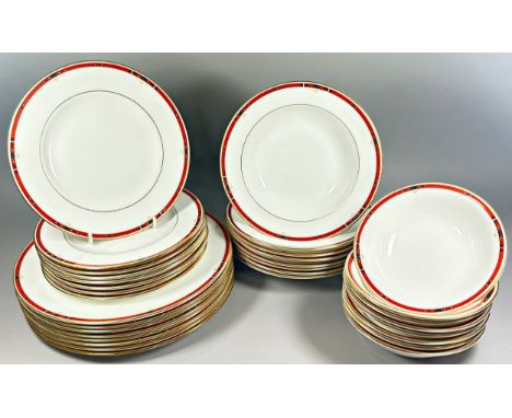 A 32 piece Wedgwood Colorado dinner service comprising dinner plates, side plates, soup bowls, dessert bowls