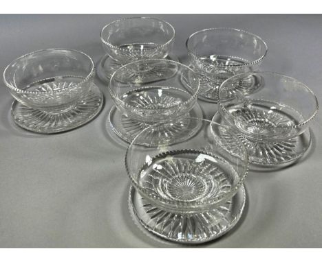 A collection of thirteen 19th century jelly glasses, including Cranberry glass, together with six cut glass sundae dishes.