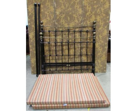 A traditional Victorian style 4ft6 brass and iron double bedstead together with two sectional base mattress and side adjoinin