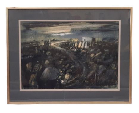 Gerald Cox – 'Stone Quarry - Dorset', ink, gouache and pastel, signed and titled below, 41 x 58 cm, framed