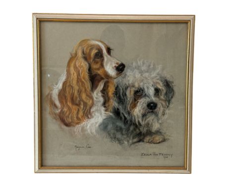 Marjorie Cox (1915-2003) - 'Zena and Penny' (1966), pastel, signed, dated and titled below, 48 x 48 cm, framed