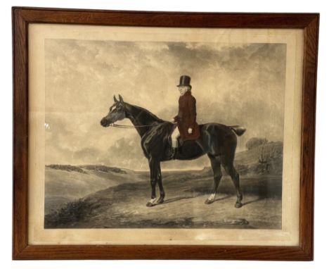 W. Giller after Abraham Cooper Esq. R.A. - 'Daniel Haigh Esq.', mezzotint with tinted red coat, 52 x 65 cm, framed