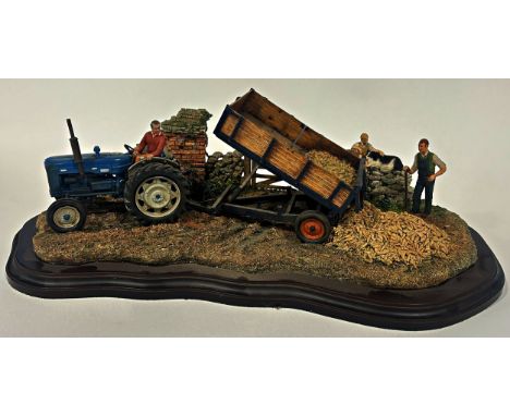 A&nbsp;Country Artists detailed model depicting a tractor and trailer tipping parsnips into a field with farm workers and dog