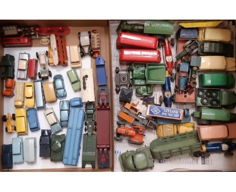 A collection of vintage unboxed model vehicles including Lesney Matchbox toys, Dinky vehicles, a Tri-ang Minic steamroller, '