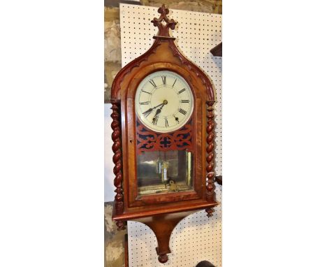 A 19th century lancet arched wall clock with 8” dial together with a small Vienna wall clock (2). 