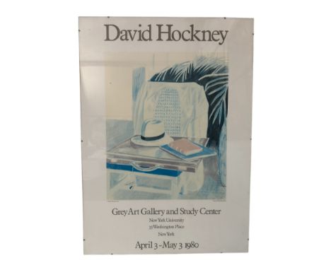 A vintage David Hockney exhibition poster: 'Grey Art Gallery and Study Center, New York, April 3 - May 3, 1980', 50 x 70 cm g