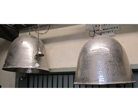 Pair of large Sia domed bell shaped pendant lights, 62cm diameter