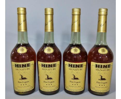 Four vintage bottles, Hine Signature Fine Cognac, in original merchant’s box (4) Cellar stored, sourced from an important pri