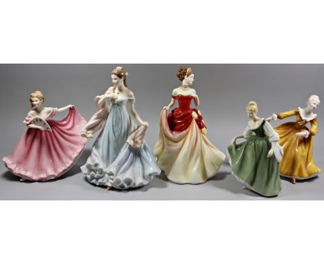 Collection of Royal Doulton figures from the 'Pretty Ladies' collection, 'Autumn Ball', 'Kirsty', 'Elaine' and 'Fair Lady', t