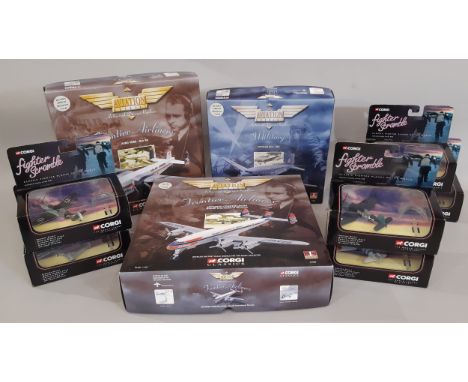 Nine boxed model aircraft by Corgi including 3 Aviation Archive 1:144 scale Lockheed Constellation 47505, Avro York 47203 and