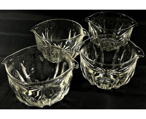 Four 19th century cut glass wine glass washers, six heavy Edinburgh Crystal wine glasses, a vinaigrette bottle and a pair of 