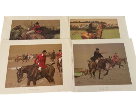 Four colour prints after Lionel Edwards - 'Hunting Types: The M.F.H.'; 'The Thruster', Old McBarleycorn' and 'The Dealer's Ma