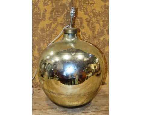 A silvered glass globular table lamp, approx 60 cm in height including fitting