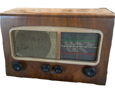 A Vintage Bakelite Phillips Radio, together with a Bakelite Ecco Rodio, and a walnut cased Cossor radio.