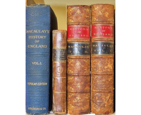 Antiquarian interest - Macaulay's History of England, 2 volumes (1877) leather bound, together with volume 1 (1889) and volum