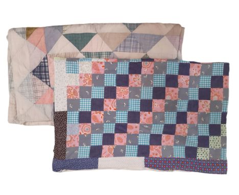 A vintage patchwork quilt/ duvet cover worked mainly with Laura Ashley fabric squares, hand stitched and backed with plain co