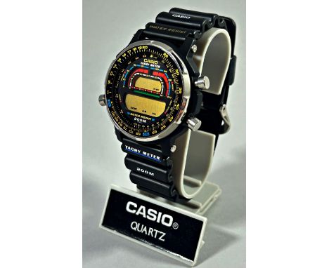 Casio: A scarce vintage Tachy Meter 200m water resistant wristwatch, 43mm case, marked and numbered to case back 905 DW - 400