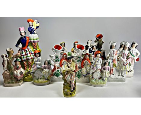 A collection of Staffordshire figures and figure groups 