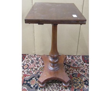 An unusual Georgian mahogany cantilever table with fold over top on vase shaped pillar and platform, 70cm high x 36cm deep x 