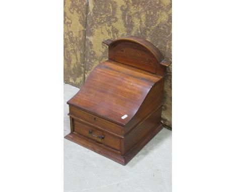 A late 19th century satinwood table cabinet with inlaid detail and hinged sloping box compartment over a frieze drawer togeth