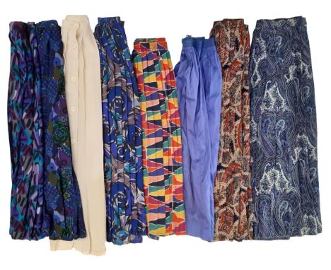 8 Liberty skirts including pleated Venturion design  for fabric salvage (AF - old insect damage). 