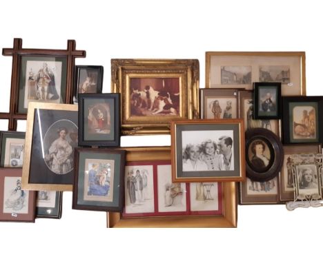 A collection of framed prints, to include: An original studio photograph of 'Stowaway' (1936), Alice Faye, Shirley Temple and