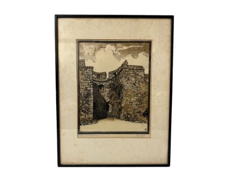 Bernard Cecil Gotch (1876-1963) - 'Bastion in New College Garden', limited edition woodcut, signed, titled and numbered 7/100