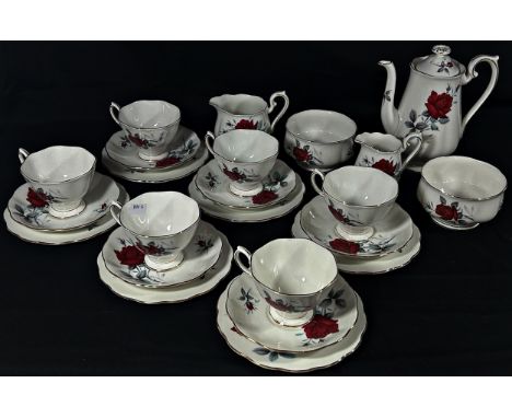 A collection of Royal Albert Sweet Romance tea and coffee wares with red rose detail, together with a collection of George Jo