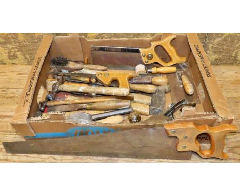 A mixed box of vintage hand tools 