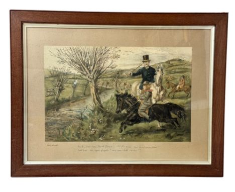 After John Leech (British, 1817-1864) - A set of four hunting themed chromolithographs, signed and titled in print below, fra