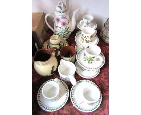 A Portmeirion Botanical pattern coffee set for eight together with a small collection of Watcombe ware 