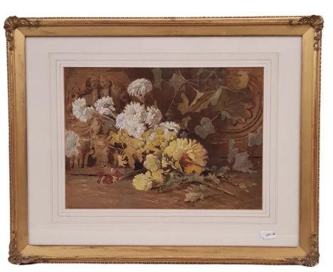 Anne-Jane Crozier (19th Century) - Still life with bunch of flowers, watercolour, signed lower right, 28 x 39 cm, framed