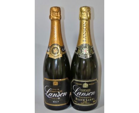 Two vintage bottles of champagne: Lanson Brut and Lanson Black Label (2). 