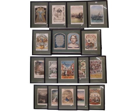 A set of sixteen music covers, with one other - chromolithographic prints by different designers including Alfred Concanen, H