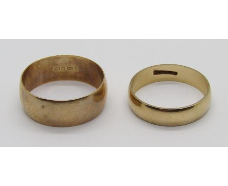 Two vintage 9ct wedding rings, sizes Q and S/T, 7.3g total
