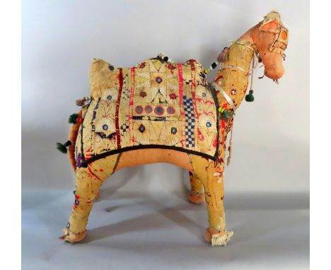 Moroccan cloth camel with beads and tribal folk art. 50cm high (AF) 