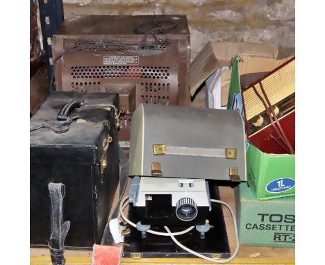 A collection of vintage items to include a GEC BT 5147 Television Receiver, Eumig Mk S 8mm sound projector, a Kaydon N12 case