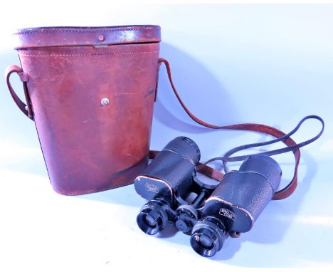 A vintage pair of Carl Zeiss Jena binoculars, Binoctem 7 x 30 with a leather case.