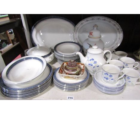 A collection of Royal Doulton Sherbrooke pattern dinner wares for eight comprising graduated plates, soup bowls, tureen and s