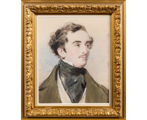 English School, attributed to William Moore [1790-1851]-A Portrait of William Moore Jnr [1817-1909],head and shoulders,:- wit