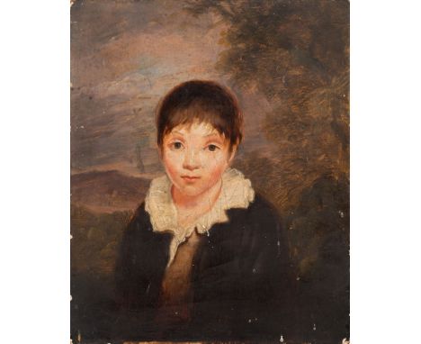 Follower of David Wilkey-A portrait of Hartley Coleridge as a boy,:-head and shoulders, with short brown hair and brown eyes,