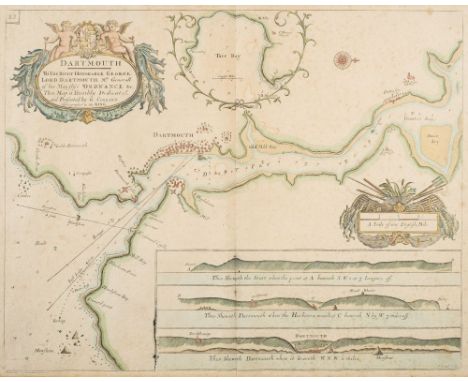 COLLINS, Capt. Greenvile : Dartmouth - hand coloured sea chart, 565 x   450 mm, from the 'Great Britain's Coasting Pilot', fi
