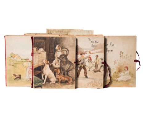 KIT KAT PAPERS : Vols 1 - 8 a run in manuscript, hand painted covers, 4to, January 1891 - February 1892. With one other.(9)